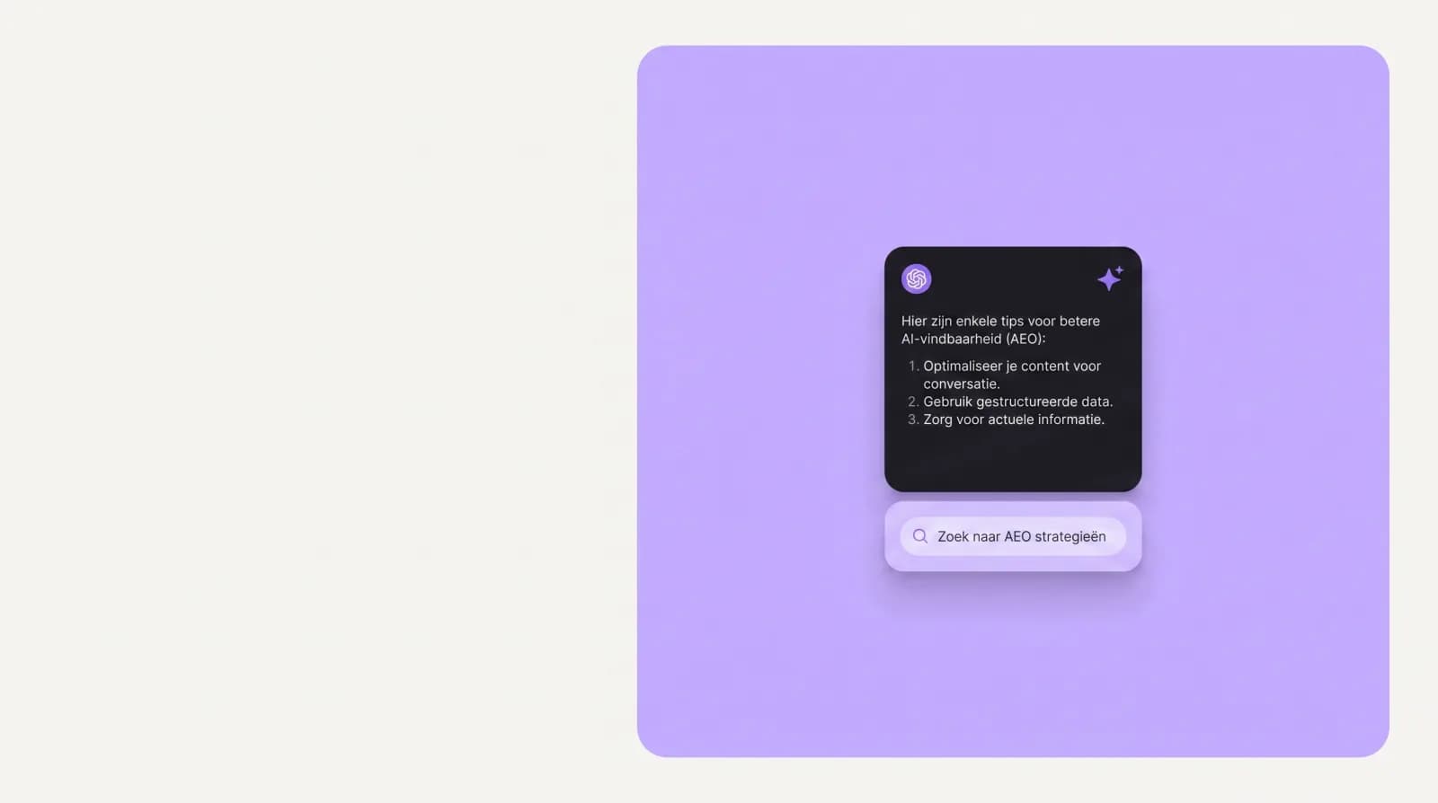 Illustratie van een AI-antwoord met tips voor betere AI-vindbaarheid